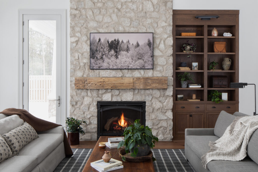 One of the unique design challenges in this home was a large open-concept room that needed to function in multiple ways, without losing its sense of intimacy. We approached this space by thoughtfully dividing it into three distinct zones.