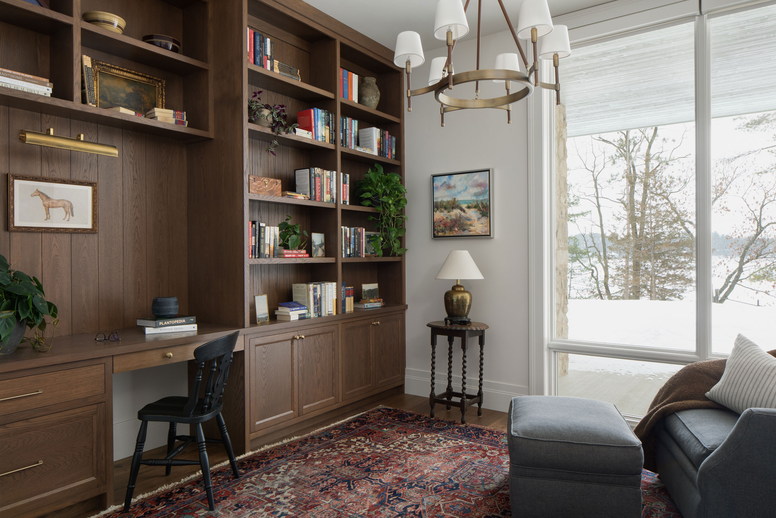 Modern library with vintage details