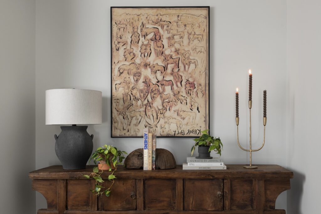 Modern console table with vintage details